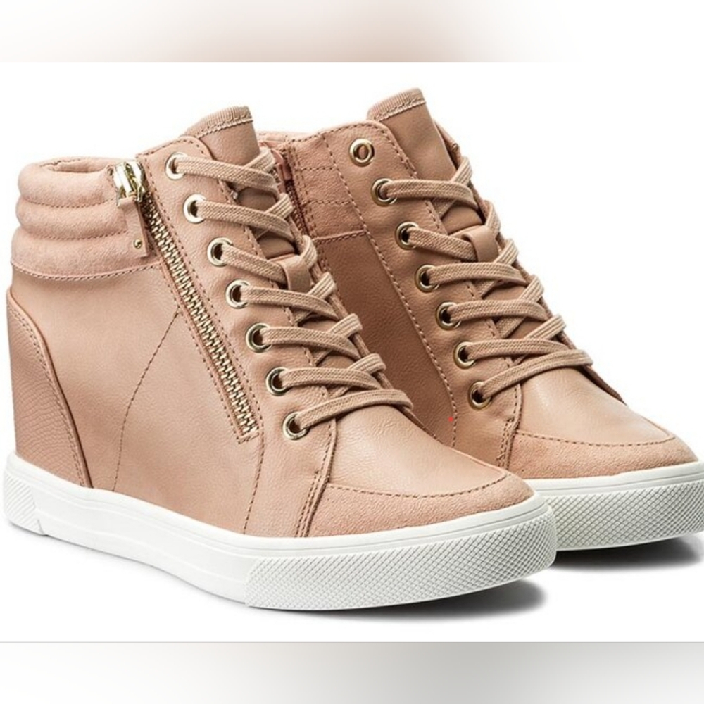 👟Aldo Women's Pink Wedge Sneakers Sz8.5
